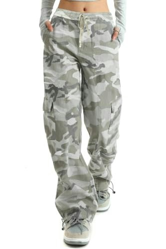 Hvepuo Women's High-Waisted Wide-Leg Camouflage Cargo Pants: $25.49 Hvepuo Women's High-Waisted Wide-Leg Camouflage Cargo Pants: $25.49