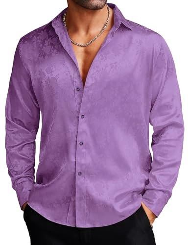 Coofandy Men's Jacquard Floral Long Sleeve Satin Dress Shirt: $23.98 Coofandy Men's Jacquard Floral Long Sleeve Satin Dress Shirt: $23.98