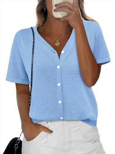 Nalanisa Women's Short Sleeve Crochet Knit Sweater: $17.17 Nalanisa Women's Short Sleeve Crochet Knit Sweater: $17.17