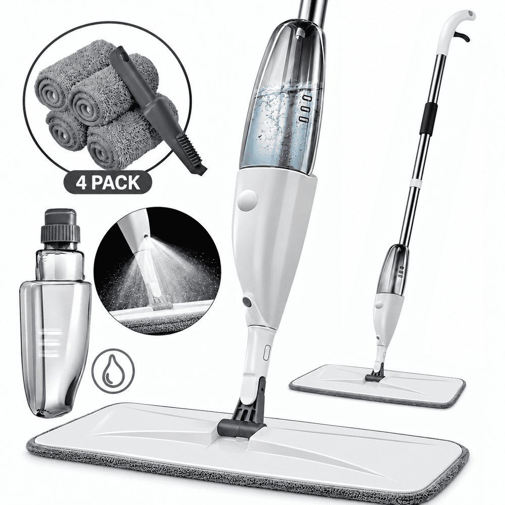 Merryhome Spray Mop with 14oz Bottle and 4-Pack Microfiber Pads: $13.59 Merryhome Spray Mop with 14oz Bottle and 4-Pack Microfiber Pads: $13.59