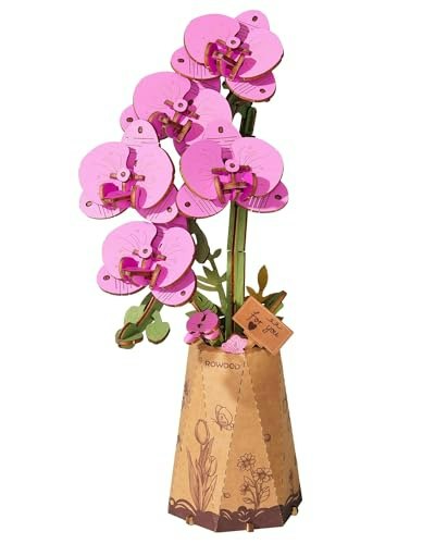 Rowood Purple Moth Orchid 3D Wooden Flower Puzzle Kit: $13.07