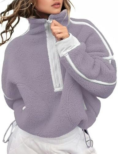 Kumufenc Women's Half-Zip Fleece Pullover Hoodie: $29.83