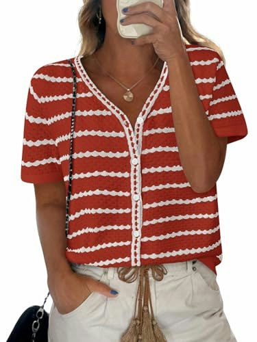 Nalanisa Women's Short Sleeve Crochet Knit Sweater: $23.79 Nalanisa Women's Short Sleeve Crochet Knit Sweater: $23.79