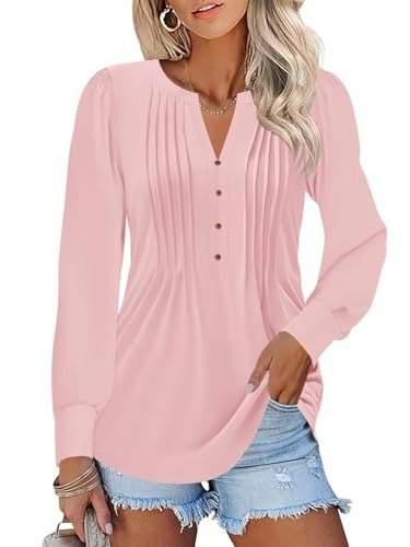 Ticticmiss Women's Puff Long Sleeve V-Neck Shirt: $14.98 Ticticmiss Women's Puff Long Sleeve V-Neck Shirt: $14.98