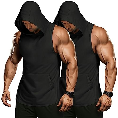 Coofandy Men's Workout Hooded Tank Top 2-Pack: $19.98