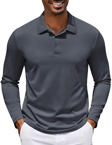 Coofandy Men's Long Sleeve Moisture-Wicking Polo Shirt: $12.74 Coofandy Men's Long Sleeve Moisture-Wicking Polo Shirt: $12.74