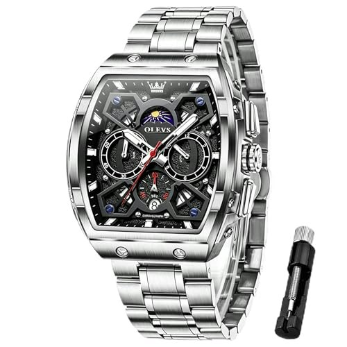 Olevs Men's Square Quartz Stainless Steel Watch: $43.02 Olevs Men's Square Quartz Stainless Steel Watch: $43.02