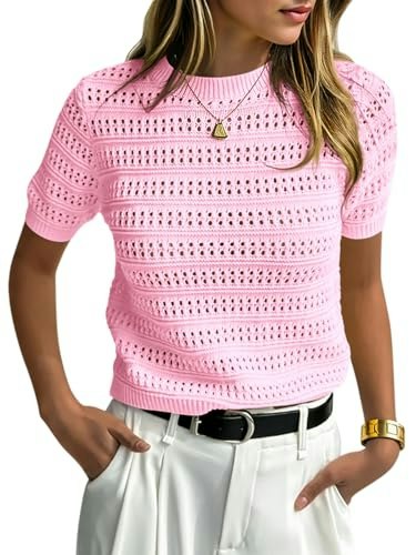 Saodimallsu Women's Short Sleeve Crochet Boho Sweater: $22.98 Saodimallsu Women's Short Sleeve Crochet Boho Sweater: $22.98