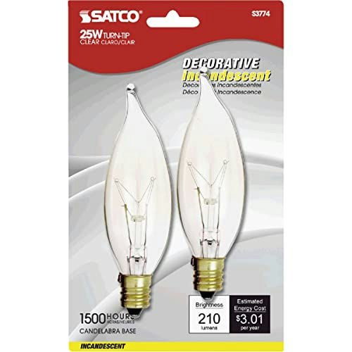 Satco 25W Turn Tip Incandescent Decorative Light Bulb 10-Pack: $17.21 Satco 25W Turn Tip Incandescent Decorative Light Bulb 10-Pack: $17.21