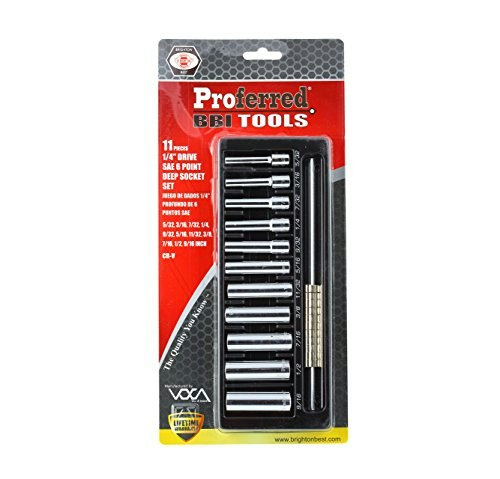 Proferred 1/4\" Drive Standard SAE 6-Point Socket Set 11-Piece: $18.89