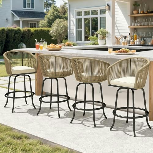 DWVO Outdoor Counter Height Swivel Bar Stools 4-Pack: $242.99