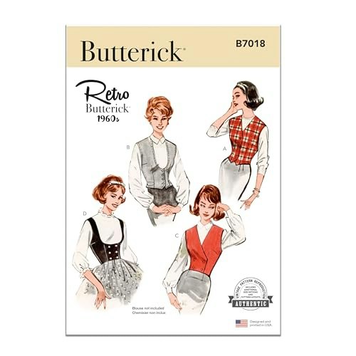 Butterick B7018 Misses' Vintage 1950s Vest Sewing Pattern: $11.48