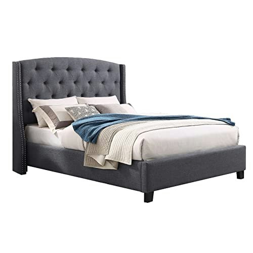 Roundhill Furniture Nantarre Fabric Tufted Queen Wingback Upholstered Bed: $246.85 Roundhill Furniture Nantarre Fabric Tufted Queen Wingback Upholstered Bed: $246.85