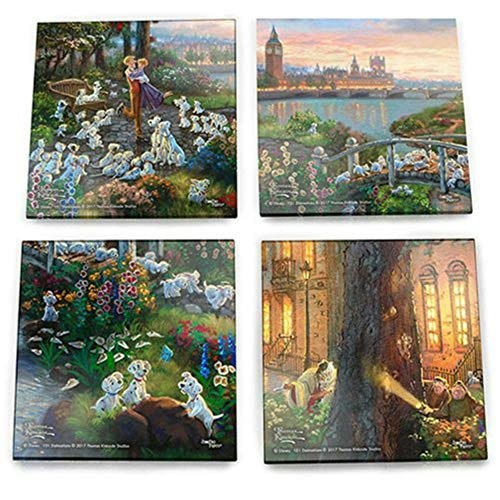 Disney Thomas Kinkade 101 Dalmatians Glass Coaster Set: $29.98
