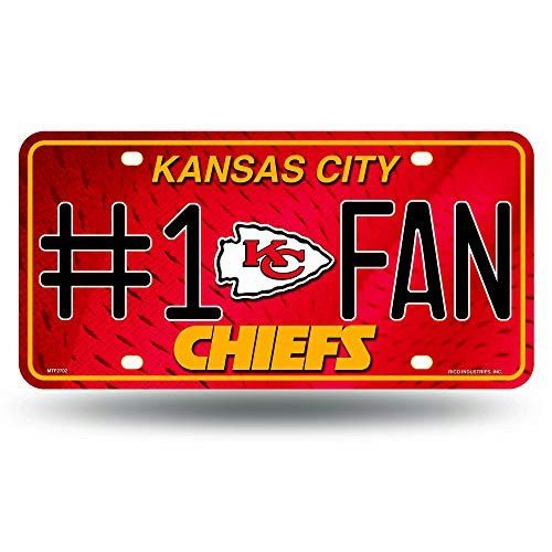 Rico Industries NFL Kansas City Chiefs #1 Fan Metal License Plate Tag: $17.73 Rico Industries NFL Kansas City Chiefs #1 Fan Metal License Plate Tag: $17.73