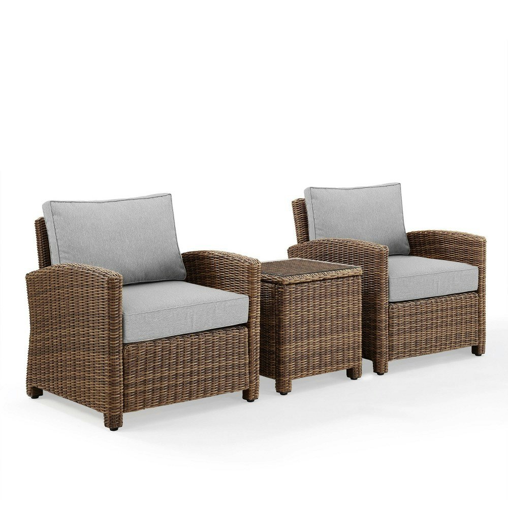 Crosley Bradenton 3-Piece Outdoor Wicker Chair and Side Table Set: $1,409.99 Crosley Bradenton 3-Piece Outdoor Wicker Chair and Side Table Set: $1,409.99