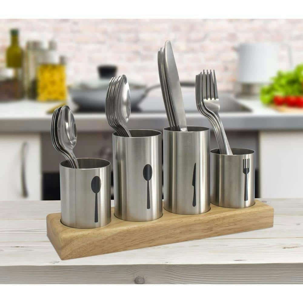 Stainless Steel Utensil Holder with Bamboo Base: $30.99 Stainless Steel Utensil Holder with Bamboo Base: $30.99