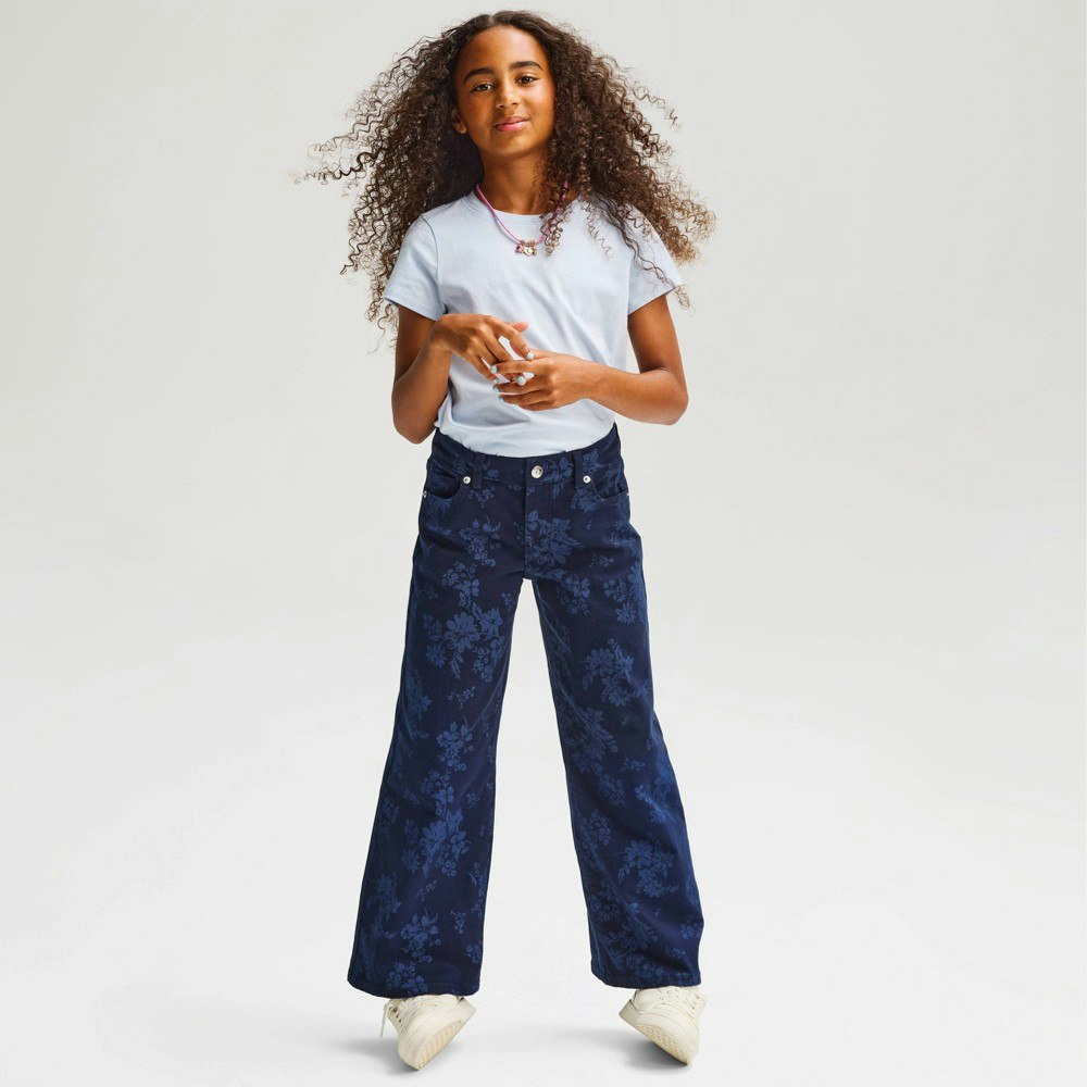 Cat & Jack Girls' Mid-Rise Floral Wide Leg Jeans 7: $20 Cat & Jack Girls' Mid-Rise Floral Wide Leg Jeans 7: $20