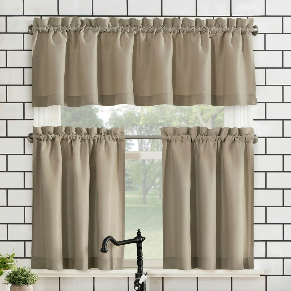 No. 918 18"x45" Martine Microfiber Semi-Sheer Kitchen Curtain Valance and Tiers Set: $10.89 No. 918 18"x45" Martine Microfiber Semi-Sheer Kitchen Curtain Valance and Tiers Set: $10.89