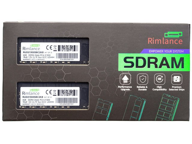 Rimlance 8GB 2666MHz DDR4 Desktop Memory 2-Pack: $48