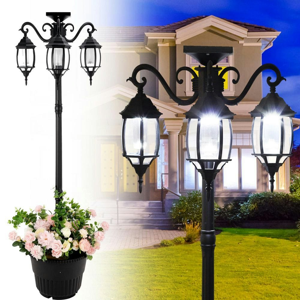 Madison 3-Light LED Solar Lamp Post and Planter: $209.99 Madison 3-Light LED Solar Lamp Post and Planter: $209.99