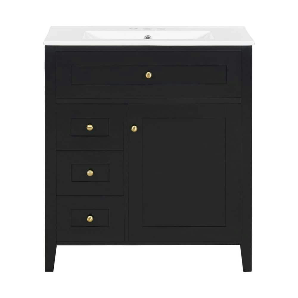 30-Inch Freestanding Black Bath Vanity with Ceramic Sink and 3 Drawers: $500.51 30-Inch Freestanding Black Bath Vanity with Ceramic Sink and 3 Drawers: $500.51