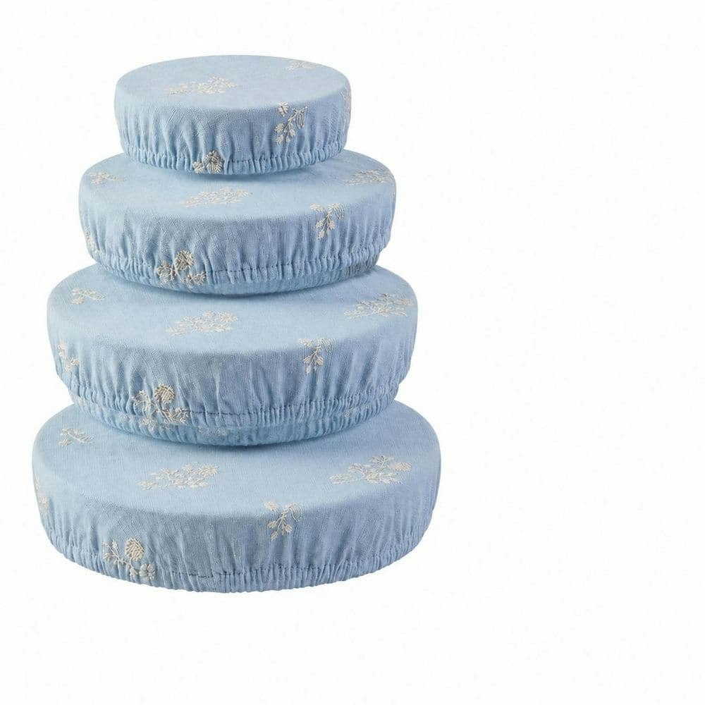 Dusty Blue Embroidered Cotton Blend Kitchen Bowl Covers 4-Pack: $48.88 Dusty Blue Embroidered Cotton Blend Kitchen Bowl Covers 4-Pack: $48.88