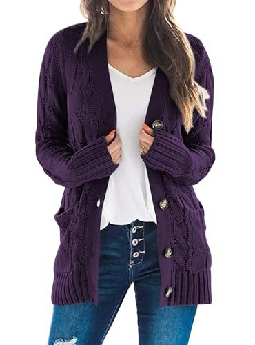 Prettygarden Women's Chunky Cable Knit Cardigan Sweater: $29.59 Prettygarden Women's Chunky Cable Knit Cardigan Sweater: $29.59