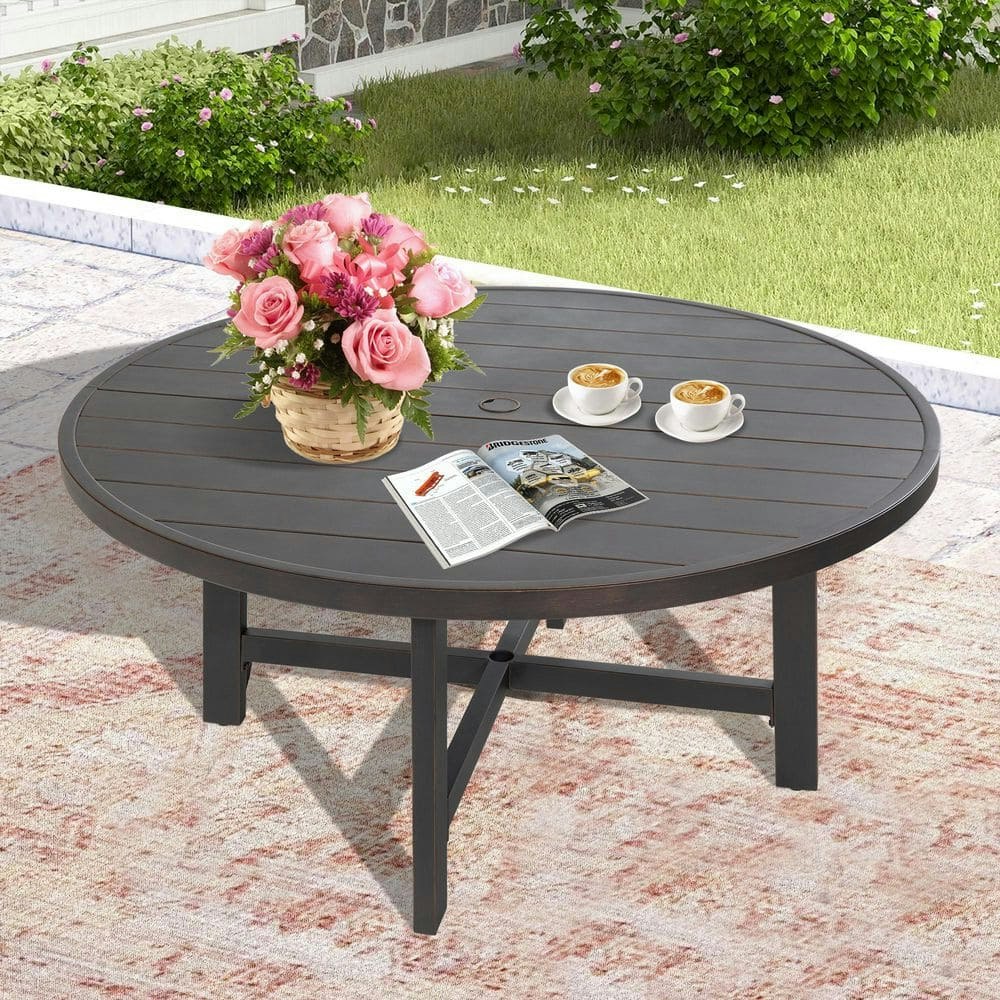 Tamarin Round Aluminum Outdoor Dining Table: $703.04