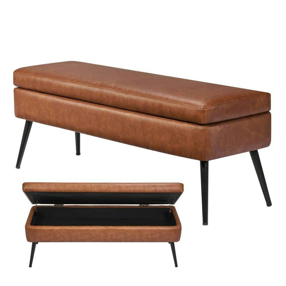 Leather Storage Ottoman Bench: $110.20 Leather Storage Ottoman Bench: $110.20
