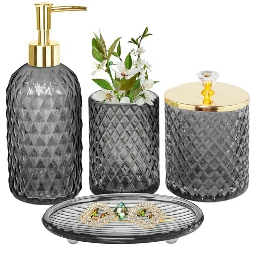 Haturi 4-Piece Glass Bathroom Accessory Set: $19.99 Haturi 4-Piece Glass Bathroom Accessory Set: $19.99