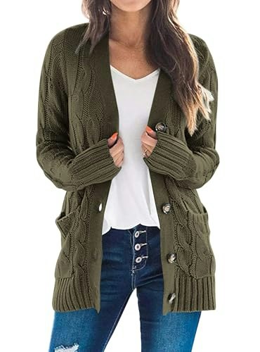 Prettygarden Women's Chunky Cable Knit Cardigan Sweater: $29.59