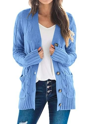 Prettygarden Women's Chunky Cable Knit Cardigan Sweater: $29.59