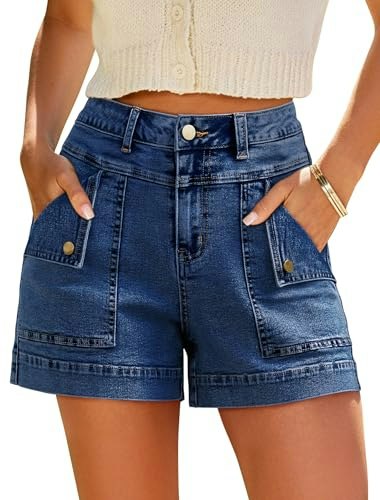 Eddoyee Women's High-Waist Denim Cargo Shorts: $26.33 Eddoyee Women's High-Waist Denim Cargo Shorts: $26.33