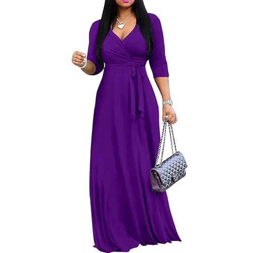 Mrskoala Women's V-Neck 3/4 Sleeve Maxi Wrap Dress: $36.98 Mrskoala Women's V-Neck 3/4 Sleeve Maxi Wrap Dress: $36.98