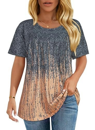 Women's Pleated Front Short Sleeve Casual Blouse: $7.64 Women's Pleated Front Short Sleeve Casual Blouse: $7.64