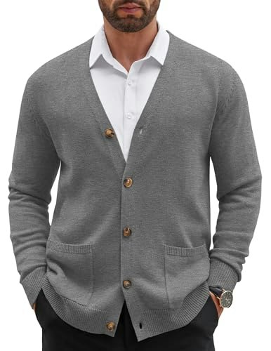 Coofandy Men's V-Neck Button-Down Cardigan Sweater: $24.98