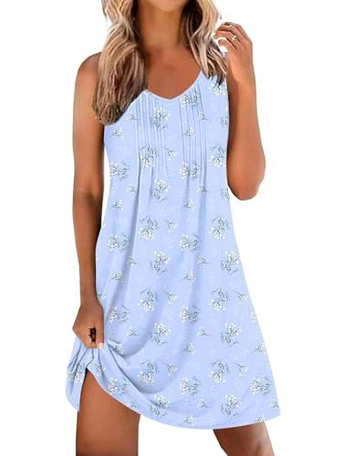 Ekouaer Women's Cotton Sleeveless Pleated Nightgown: $14.98