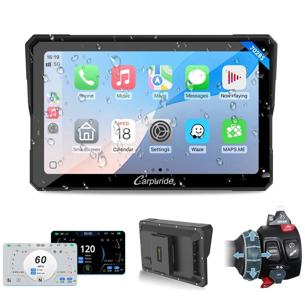 Carpuride 702bs Motorcycle CarPlay and Android Auto Screen: $325.98