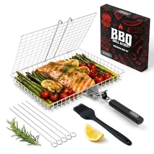 Shizzo Grill Basket Set with Skewers and Basting Brush: $22.93