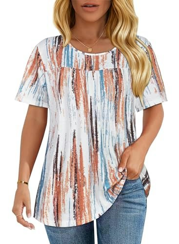 Women's Short Sleeve Pleated Flowy Blouse: $8.49 Women's Short Sleeve Pleated Flowy Blouse: $8.49