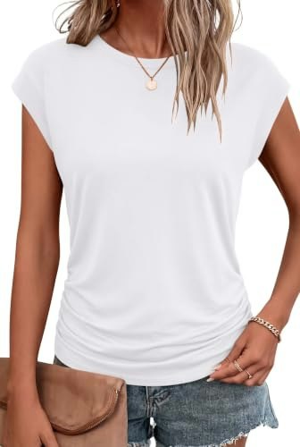 Bliwov Women's Cap Sleeve Crew Neck T-Shirt: $8.07