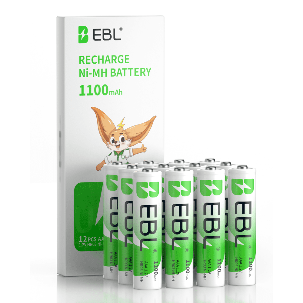 EBL 1100mAh AAA Rechargeable Batteries 12-Pack: $10.30