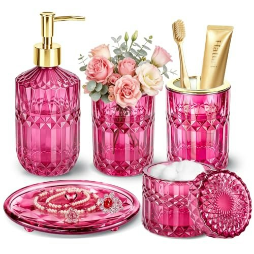 Haturi 5-Piece Glass Bathroom Accessories Set: $23.79 Haturi 5-Piece Glass Bathroom Accessories Set: $23.79