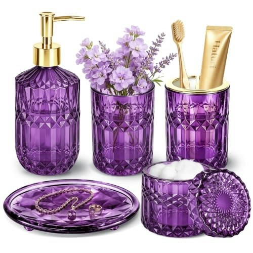 Haturi 5-Piece Glass Bathroom Accessory Set: $25.49 Haturi 5-Piece Glass Bathroom Accessory Set: $25.49