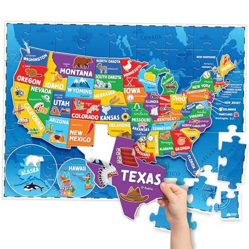 United States 70-Piece Floor Map Puzzle for Kids: $14.42