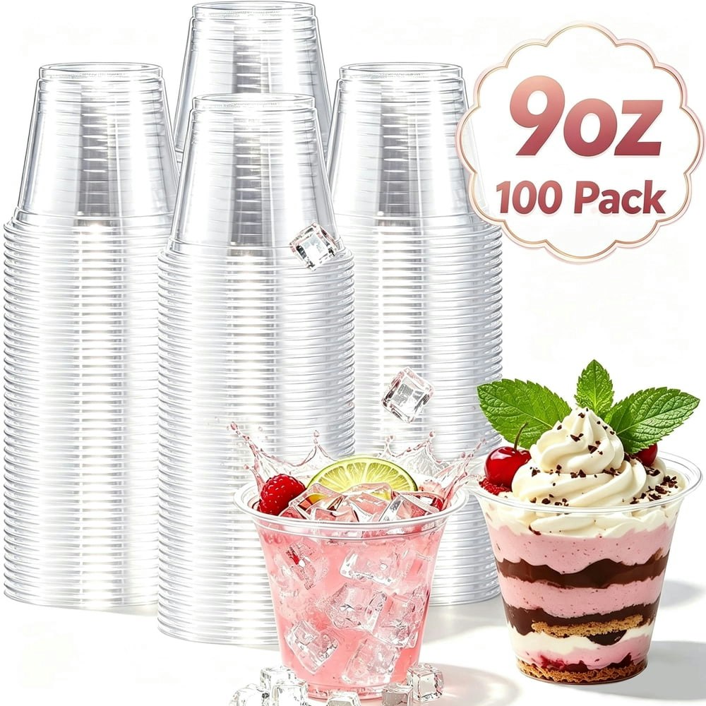 Lamosi 9-oz. Disposable Clear Plastic Cups 100-Pack: $13.39