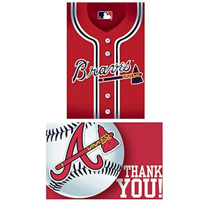 Atlanta Braves Invitation and Thank You Card 16-Pack for $6 + free shipping w/ Prime