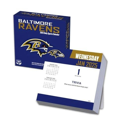 Turner Sports Baltimore Ravens 2025 Box Calendar: $3.28 Turner Sports Baltimore Ravens 2025 Box Calendar: $3.28