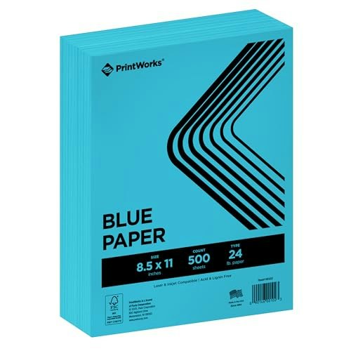 PrintWorks 8.5" x 11" Bright Blue Colored Paper 500-Sheet Ream: $21.41 PrintWorks 8.5" x 11" Bright Blue Colored Paper 500-Sheet Ream: $21.41
